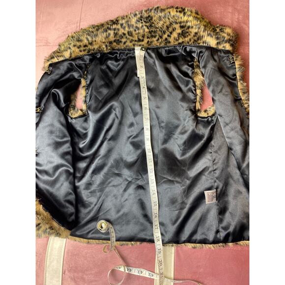 Cherokee Leopard Print Faux Fur Sleeveless Vest Sz L 10/12 Kids - Picture 9 of 14